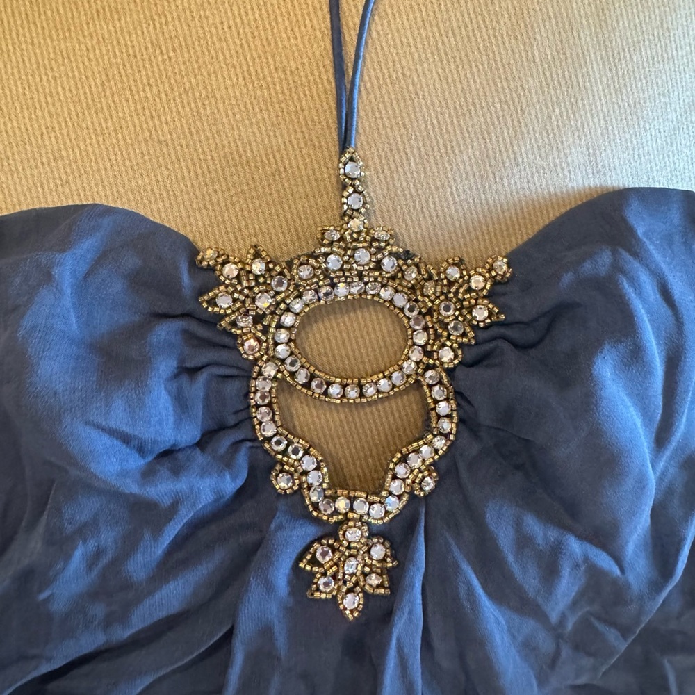 Designer silk top with crystal beading